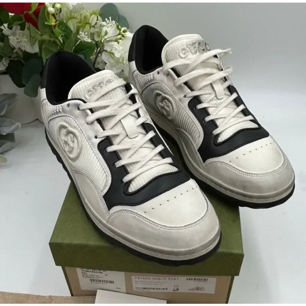 Men's Gucci Mac 80 distressed leather sneakers size 12 made in Italy